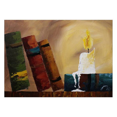 تابلو شاسی ونسونی طرح Old Bookshelf Art سایز 50x70 سانتی متر