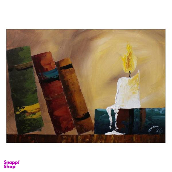 تابلو شاسی ونسونی طرح Old Bookshelf Art سایز 50x70 سانتی متر