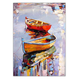 تابلو شاسی ونسونی طرح Boats Painting سایز 30x40 سانتی متر