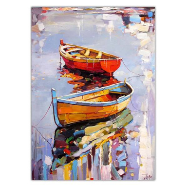 تابلو شاسی ونسونی طرح Boats Painting سایز 30x40 سانتی متر
