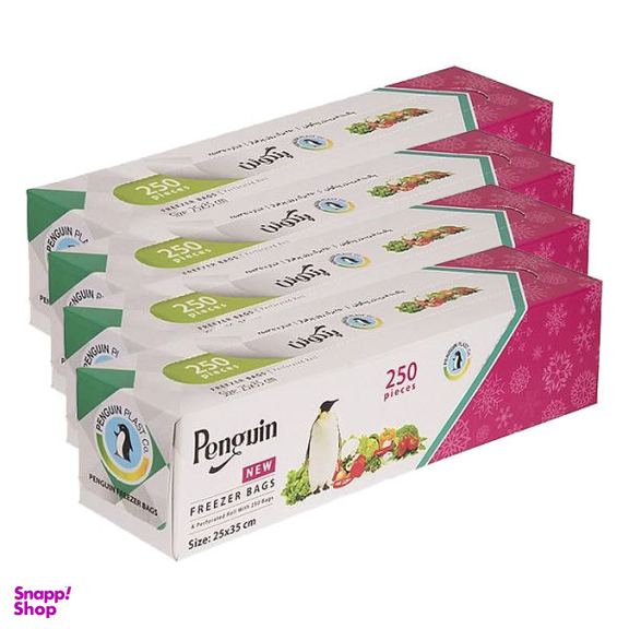 کیسه فریزر پنگوئن پلاست مدل رولی 250 عددی مجموعه 4 عددی