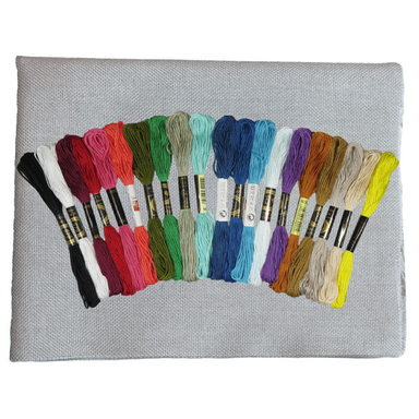 نخ گلدوزی کد EM 32 مجموعه 20 عددی به همراه پارچه شماره دوزی