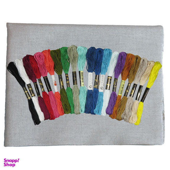 نخ گلدوزی کد EM 32 مجموعه 20 عددی به همراه پارچه شماره دوزی