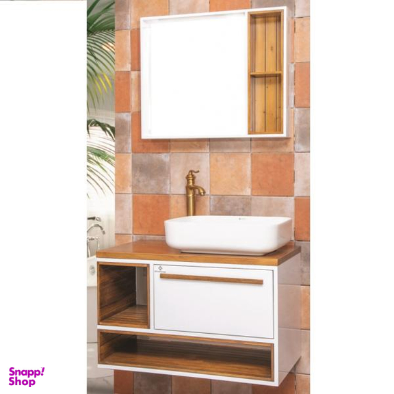 ست کابینت و روشویی بومرنگ مدل رادو به همراه آینه و باکس