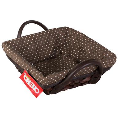 سبد حصیری خالدار دسته دار آلفا مدل 307B سایز کوچک