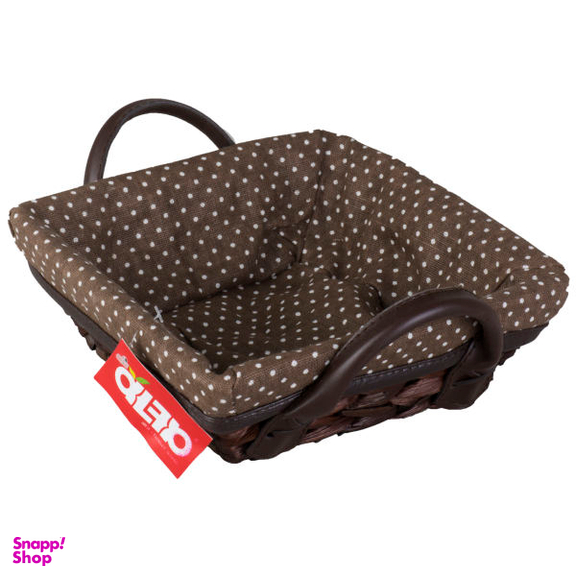 سبد حصیری خالدار دسته دار آلفا مدل 307B سایز کوچک