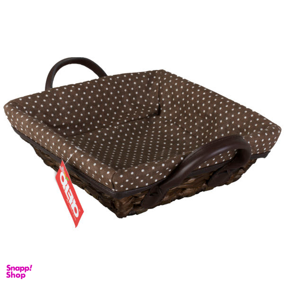 سبد حصیری خالدار دسته دار آلفا مدل 307A سایز متوسط