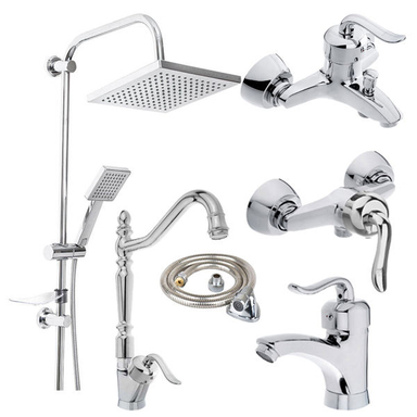 ست شیرآلات فراست پویا مدل قاصدک K100 به همراه شلنگ توالت و دوش حمام