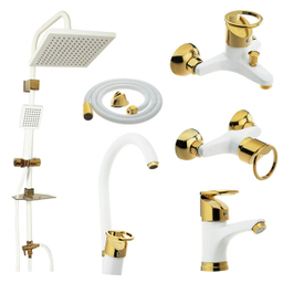 ست شیرآلات فراست پویا مدل تیدا 7001 با شلنگ توالت و دوش حمام