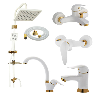 ست شیرآلات فراست پویا مدل دینا 1000 به همراه شلنگ توالت و دوش حمام