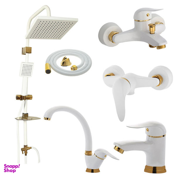 ست شیرآلات فراست پویا مدل دینا 1000 به همراه شلنگ توالت و دوش حمام