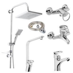 ست شیرآلات فراست پویا مدل تیدا K101 به همراه شلنگ توالت و دوش حمام