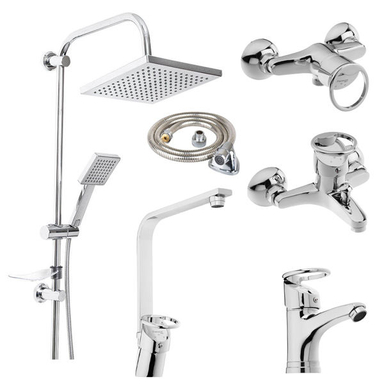 ست شیرآلات فراست پویا مدل تیدا K101 به همراه شلنگ توالت و دوش حمام