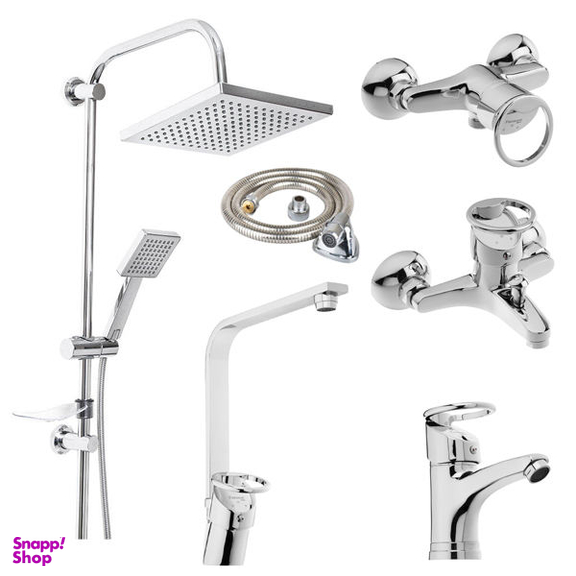 ست شیرآلات فراست پویا مدل تیدا K101 به همراه شلنگ توالت و دوش حمام