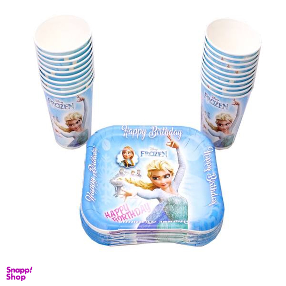 پیش دستی و لیوان یکبار مصرف ایرسا مدل Frozen بسته 20 عددی