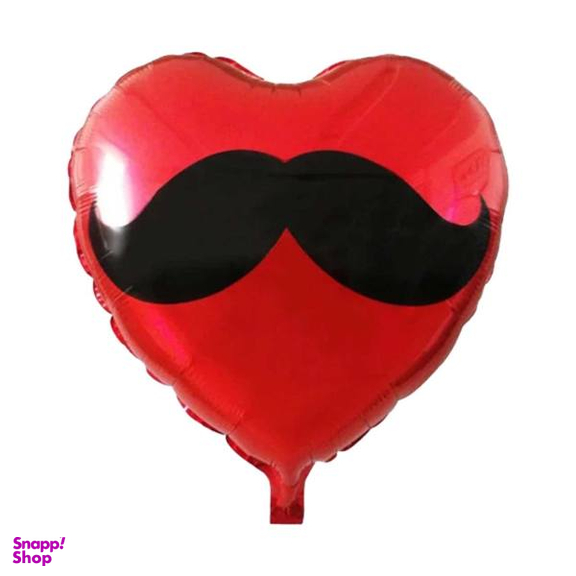 بادکنک فویلی هپی شو مدل Heart And Mustache سایز 40 سانتی متر