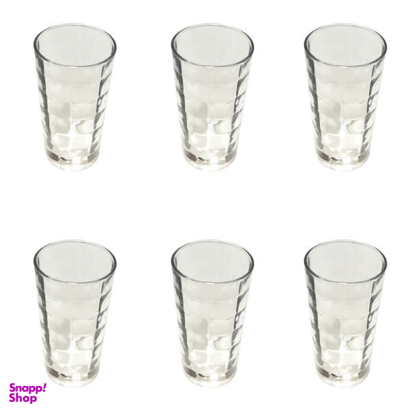 لیوان زنگان گلس سری آکوا مدل خشتی کد 1112 بسته 6 عددی