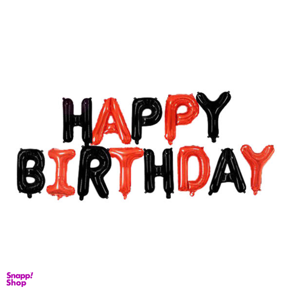بادکنک بانیبو مدل Black-Red Happy Birthday سایز 120
