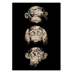 تابلو شاسی ونسونی طرح 3 Wise Monkeys سایز 40 × 30