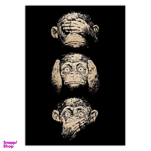 تابلو شاسی ونسونی طرح 3 Wise Monkeys سایز 40 × 30