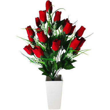 گلدان به همراه گل مصنوعی مدل رز کد 777