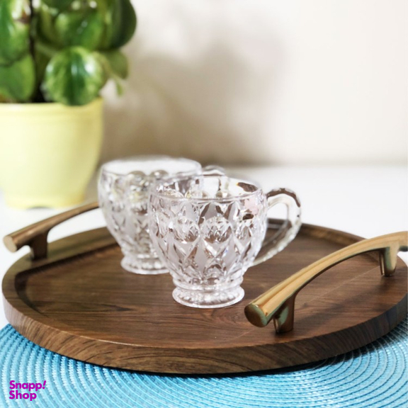 سینی چوبی مدل دسته دار دایره‌ای