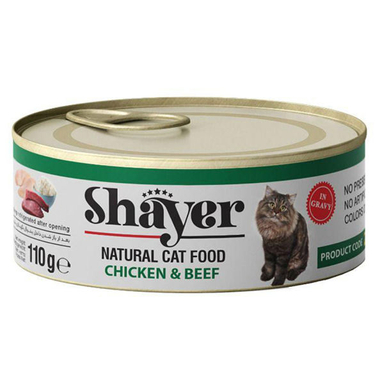 کنسرو غذای گربه شایر (Shayer) مدل Shayperpet Chicken & Beef وزن 110 گرم