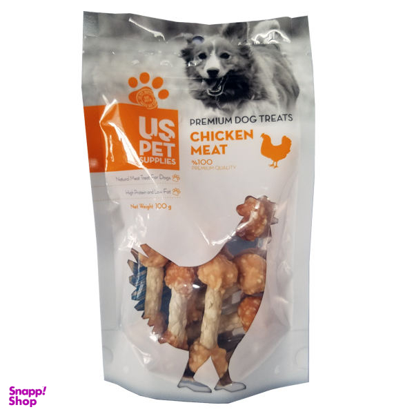 تشویقی سگ یو اس پت مدل Chicken Dumbbell وزن 100 گرم