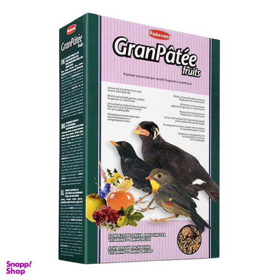 غذای خشک مرغ مینا پادوان مدل Granpatee Fruits وزن یک کیلوگرم