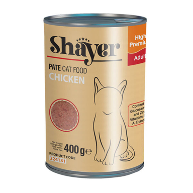 کنسرو غذای گربه شایر (Shayer) مدل Chicken وزن 400 گرم