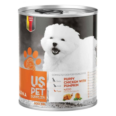 کنسرو غذای توله سگ یو اس پت (US Pet) مدل Chicken With Pumpkin وزن 800 گرم
