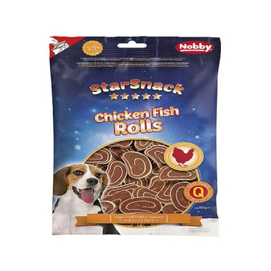 تشویقی سگ نوبی مدل Chicken Fish Rolls وزن 113 گرم