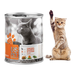کنسرو غذای گربه یو اس پت مدل Chicken Pumpkin & Catnip وزن 400 گرم
