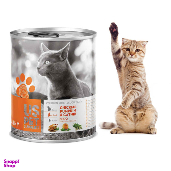 کنسرو غذای گربه یو اس پت مدل Chicken Pumpkin & Catnip وزن 400 گرم