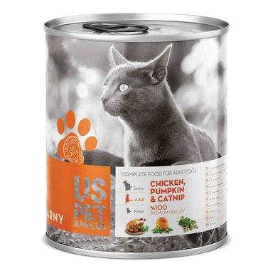 کنسرو غذای گربه یو اس پت مدل Chicken Pumpkin & Catnip وزن 400 گرم