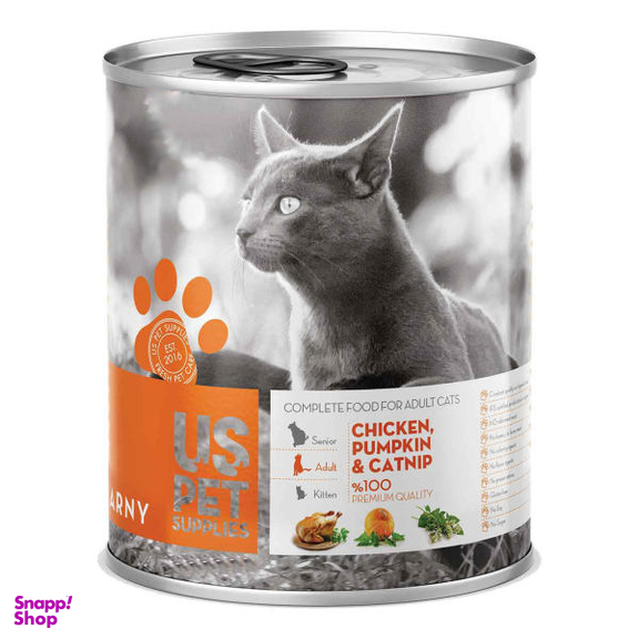 کنسرو غذای گربه یو اس پت مدل Chicken Pumpkin & Catnip وزن 400 گرم