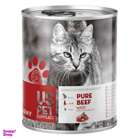 کنسرو غذای گربه یو اس پت مدل Pure Beef مقدار 400 گرم
