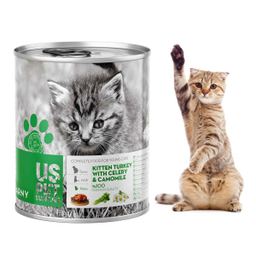 کنسرو غذای توله گربه یو اس پت مدل Kitten Turkey وزن 400 گرم