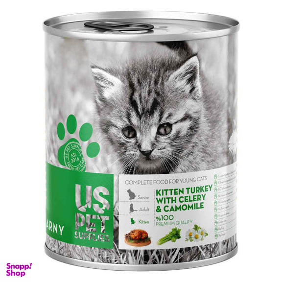 کنسرو غذای توله گربه یو اس پت مدل Kitten Turkey وزن 400 گرم