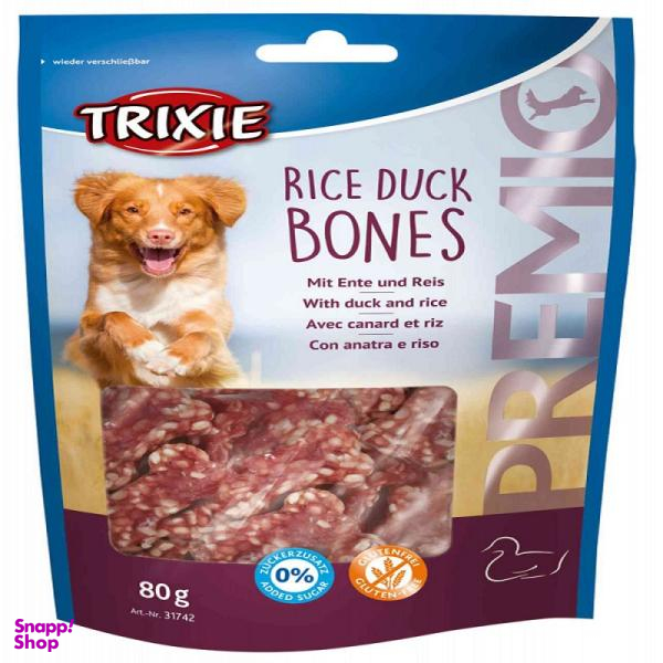 تشویقی سگ تریکسی مدل Rice Duck Bones وزن 80 گرم