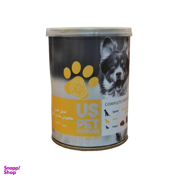 کنسرو غذای سگ یو اس پت مدل گوشت مرغ و برنج وزن 400 گرم