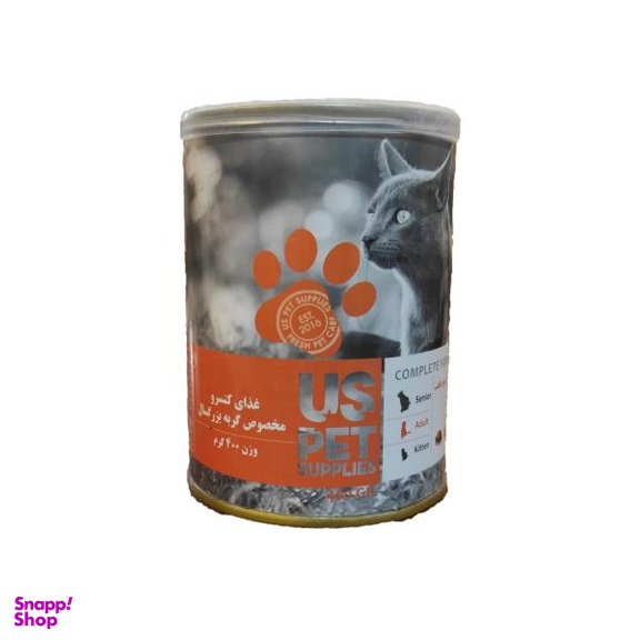 کنسرو گربه بالغ یو اس پت مدل مرغ و کد و تنبل و سنبل الطیب وزن 400 گرم