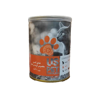 کنسرو گربه بالغ یو اس پت مدل مرغ و کد و تنبل و سنبل الطیب وزن 400 گرم