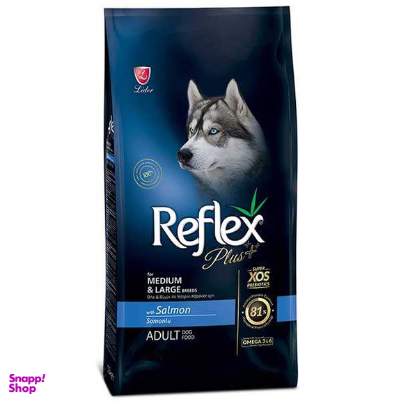 غذای سگ بالغ نژاد متوسط و بزرگ رفلکس پلاس مدل سالمون With Salmon وزن 3 کیلوگرم