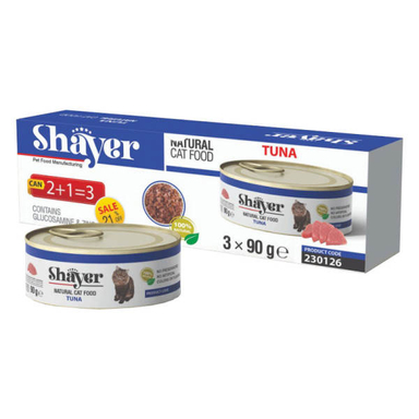 کنسرو غذای گربه شایر (Shayer) مدل تن وزن 90 گرم بسته 3 عددی