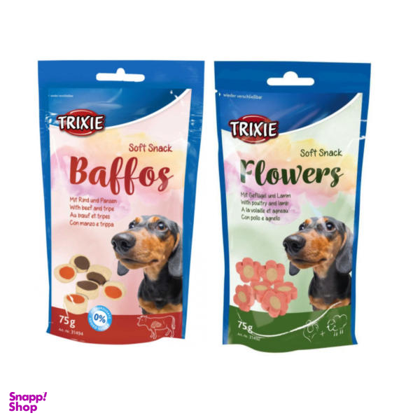 تشویقی سگ تریکسی مدل Baffos و Flowers وزن 75 گرم بسته 2 عددی