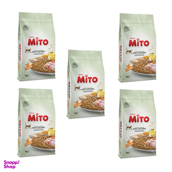 غذای خشک گربه میتو مدل Chicken وزن 1000 گرم بسته 5 عددی