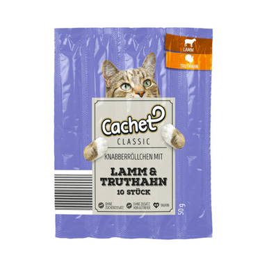 اسنک تشویقی گربه کچت (Cachet) مدل new Truthahn And Lamm بسته 5 عددی