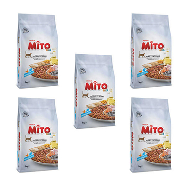 غذای خشک گربه میتو مدل Mix وزن 1000 گرم بسته 5 عددی