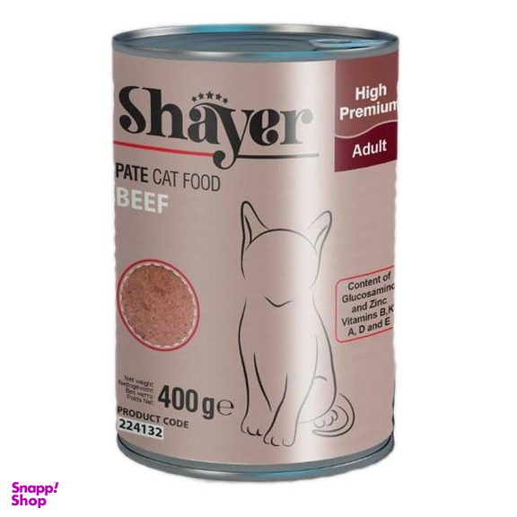 کنسرو غذای گربه شایر (Shayer) مدل گوشت وزن 400 گرم